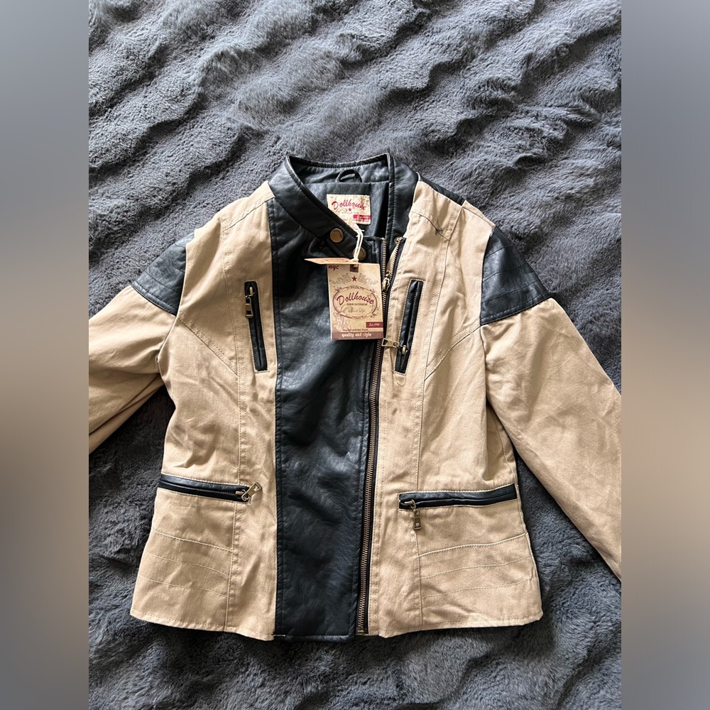 Dollhouse Medium Jacket Womens Faux Leather Designer Black Gorgeous New